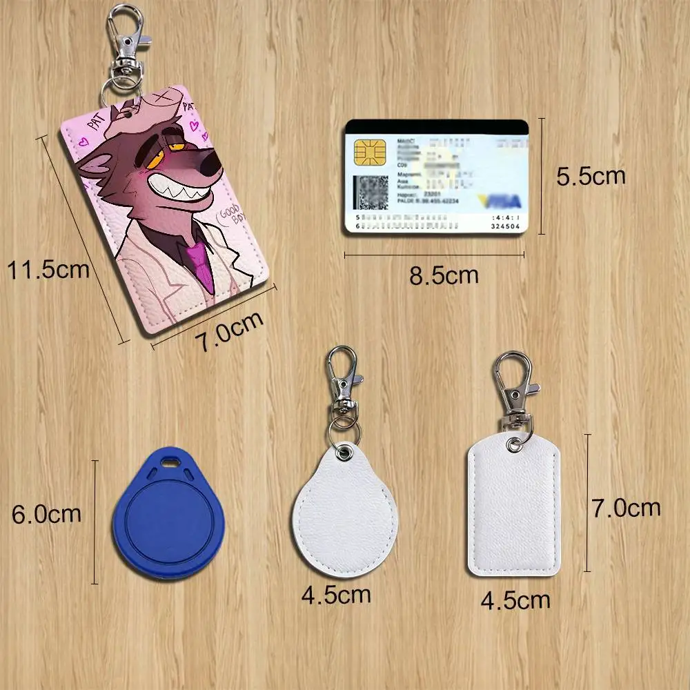 cute Wolf cool Bad Guys Keychain Holder Suitable For Subway Bank Card Bus Card Case Badge Holder Wallet Card Textured pattern