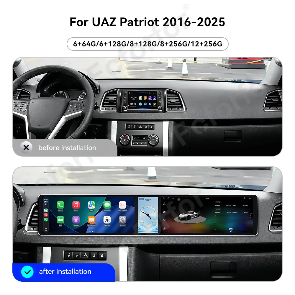 2026 Car Accessories CarPlay Car Radio For UAZ Patriot 2016-2025 Dual 12.3 Inch Screen Car GPS Multimedia Player Head Unit