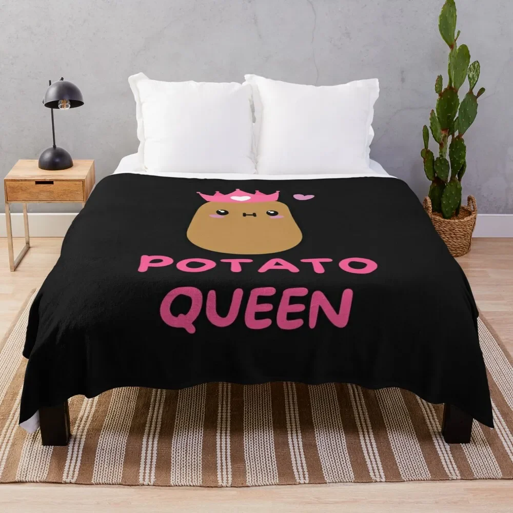 

Potato Queen Funny Potato Gift Cute Throw Blanket Loose Stuffeds Blankets For Baby Thermals For Travel Blankets