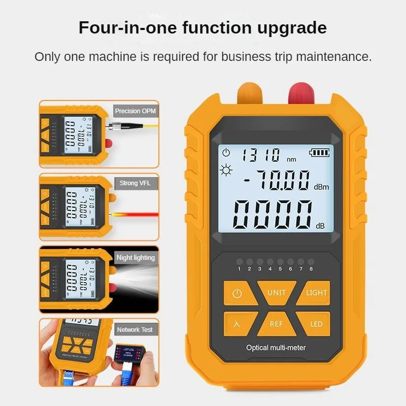4 In 1 Mini OPM FTTH Multimeters Network Fiber Optic Cable Tester Tool Optical Power Meter With VfL 30MW