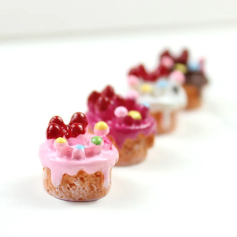 Mini Resin Cake Material Scrapbook,Flatback Charms Embellishments,Cabochon, DIY Miniature Accessories, Kawaii Phone Shell, 10Pcs