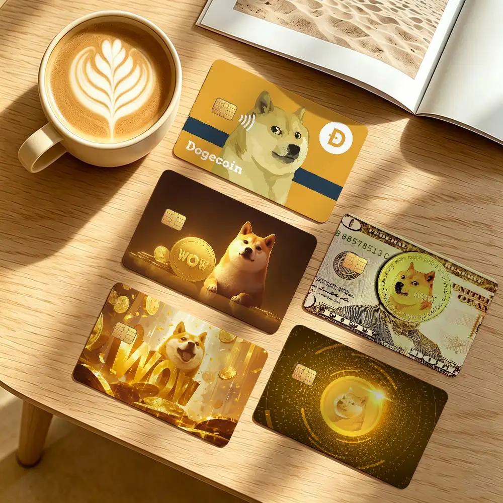 Funny Dog Bitcoin Credit Card Public Transportation Cards Protective Sticker Waterproof Card Face Decoration 4PCS