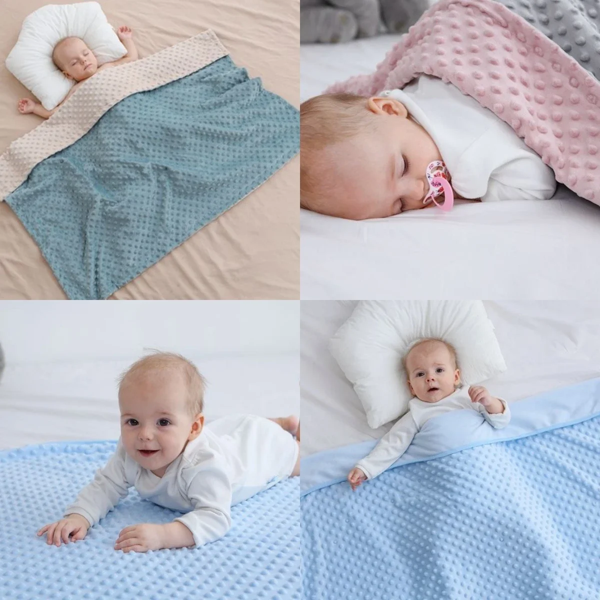 Baby Girls Blanket Solid Color with Double Layer Crystal Velvet Insulation Kids Swaddle Blanket Quilt Pacify the Birthday Gift