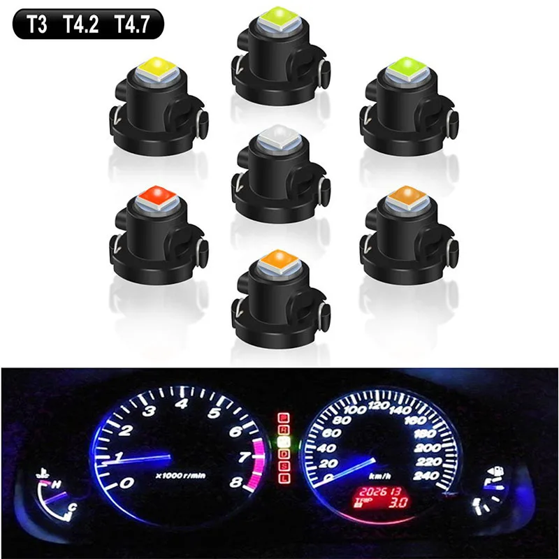 10/4pcs T3 LED 3030 SMD Led Bulb T4.2 T4.7 Indicator Light Bulb Car Dashboard Warning Indicator Light Instrument Lamp Auto Lamp