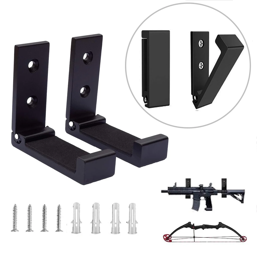 Folding Gun Racks Wall Mount Gun Hangers Adjustable Hooks Scratchproof with Soft Padding for Bow Sword Rifle Shotgun Gun Storage