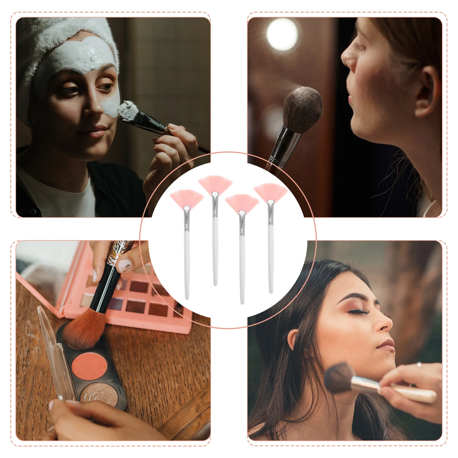 

4pcs Makeup Brush Set Premium Facial Tools Powder Foundation Blush Contouring Highlighter Sturdy Handle Comfortable for Face