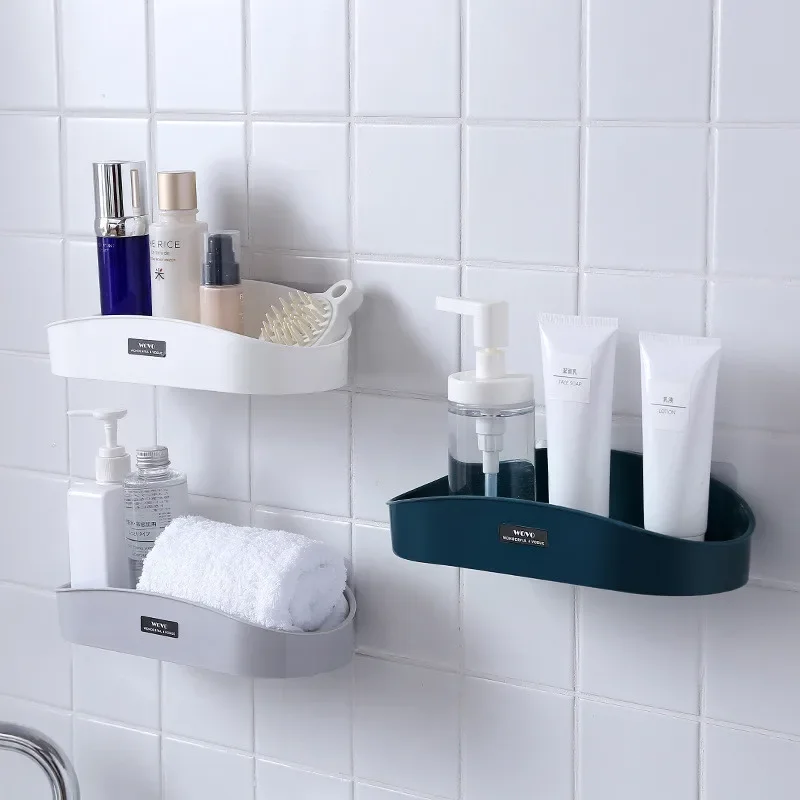 

Bathroom Non Perforated Wall Hanging Rack Plastic Toilet Storage Kitchen Seasoning Wall Storage