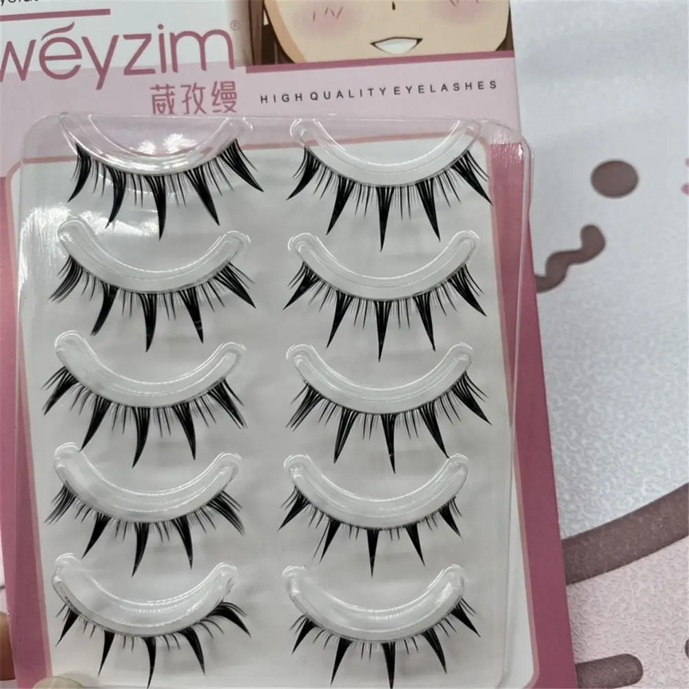 Faux cils de cosplay japonais pour femmes, faux vison, extensions de cils, support dramatique, cils Spiky, optique, paquet de 5 paires