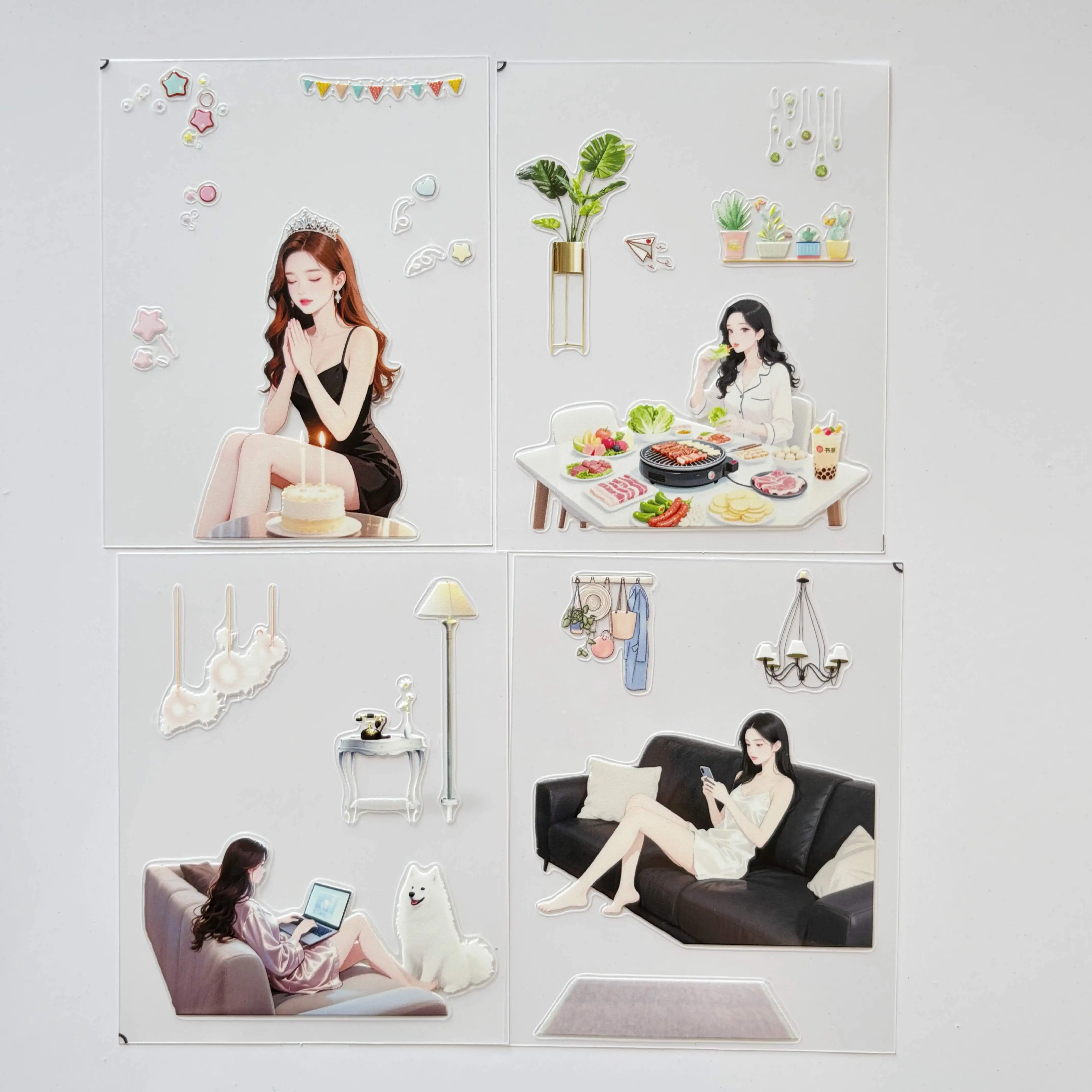 

Sticker Beautiful Woman Mobile Phone Back Card Collage PET