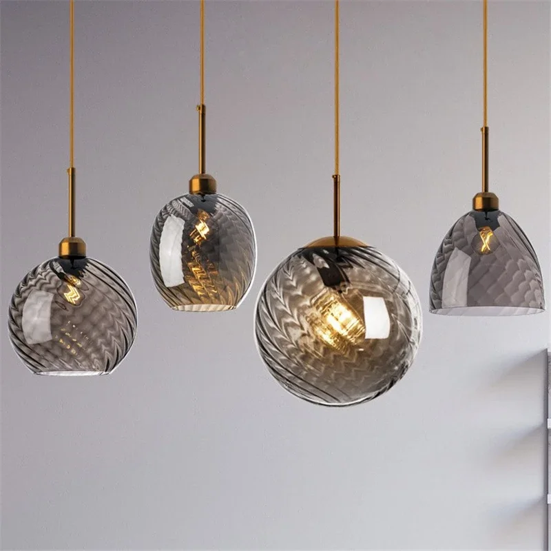 Water Grain Glass Pendant Lights Modern LED Living Room Restaurant Light Bedroom Lamp Home Decor Hanging Lamps Designer Lights