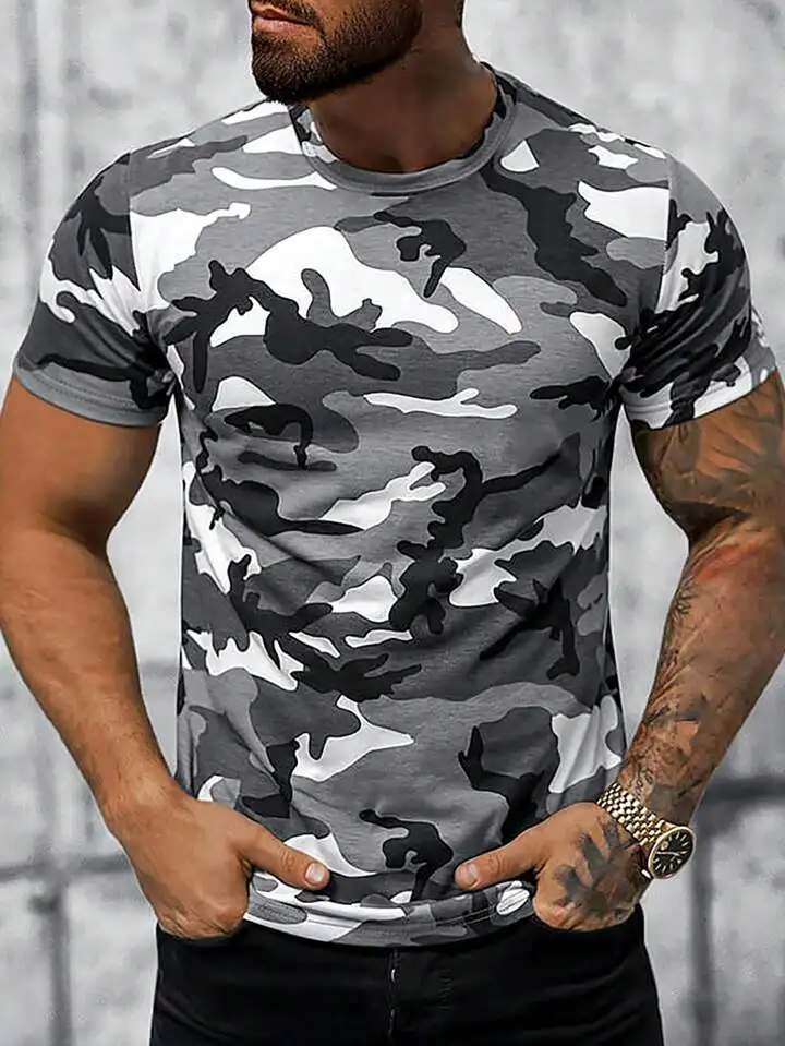 Men's Tactical Camo Camouflage 3d Print T-shirt Men Women Fashion Short Sleeve Tshirt Kids Tops Tees Men Clothing Outdoor Sports - view 2