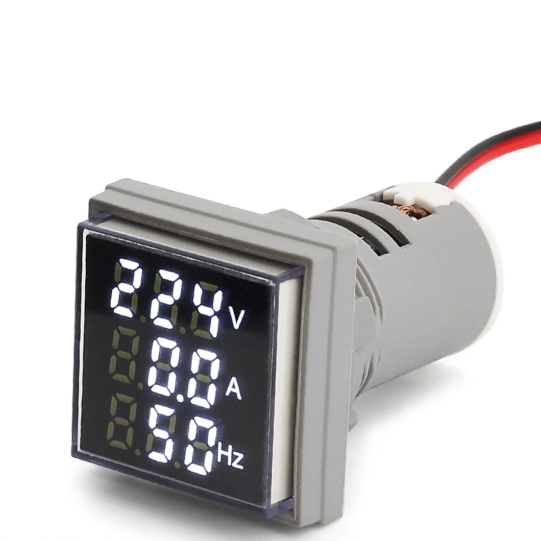 ABILKEEN Square Head LED Digital Display Signal Indicator Light Voltmeter+Ammeter+ Hz Meter Multifunctional Meter