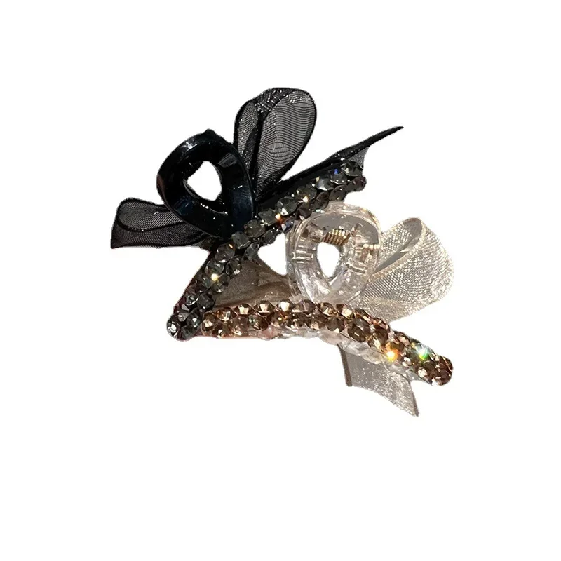 Korean Elegant Mesh Bow Hair Clip Simple Hairpin Cute Sweet Side Bangs Hairpin Temperament Forehead Clip Headdress Duckbill Clip