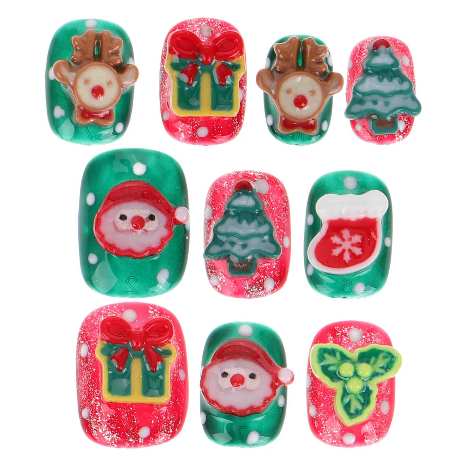 

Cute Christmas Short Fake Nails Easy Apply Remove Durable Plastic Tips for Festive Party Accessories Fake Nail Tips