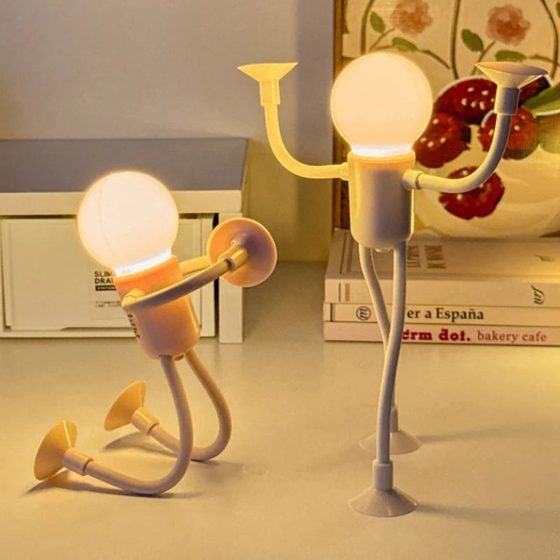 Changeable Shape Funny Sportsman Night Light Button Battery Desk Lamp Versatile Mini Lamp Creative Ornament Vacuum Adsorption