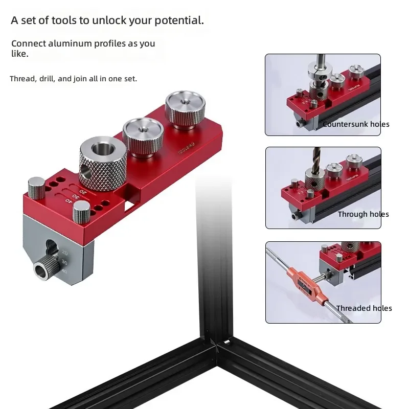Aluminum Profile Hole Punch Assist 203040 Manual Tapping Positioner DIY Tool for Precise Drilling and Threading Aluminum