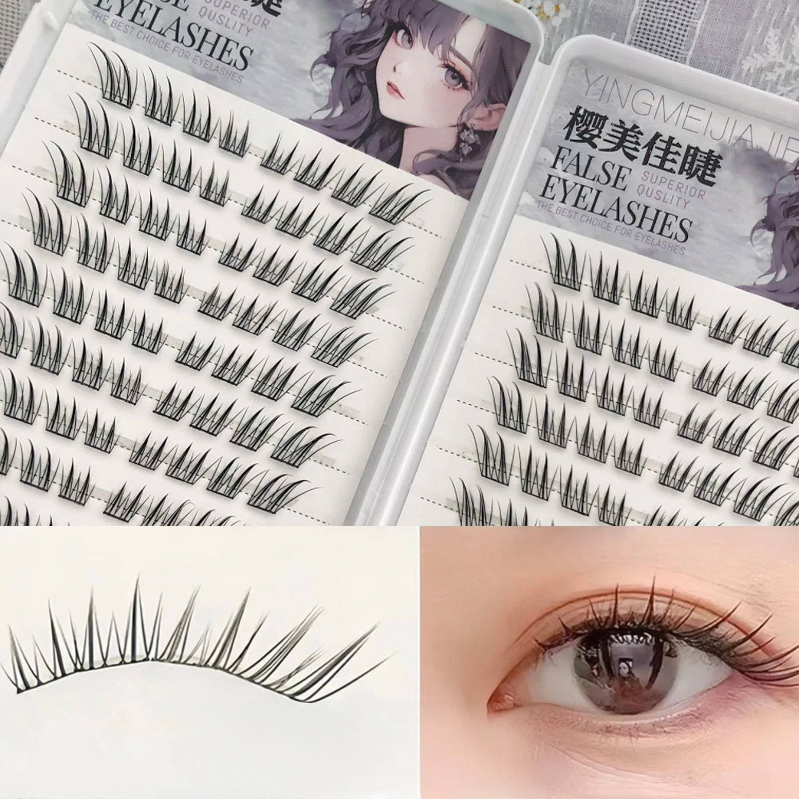 6/10/20 Rijen Vossen Valse Wimpers Lijmvrije Natuurlijke Volumineuze Vezel Wimperverlenging Voor Dagelijks Cosplay Perfecte Oogmake-up
