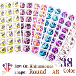 VC-Round Flatback Rhinestone Shell Beads, todos os tamanhos, cristal, AB, acessórios do casamento, usado para a decoração, DIY