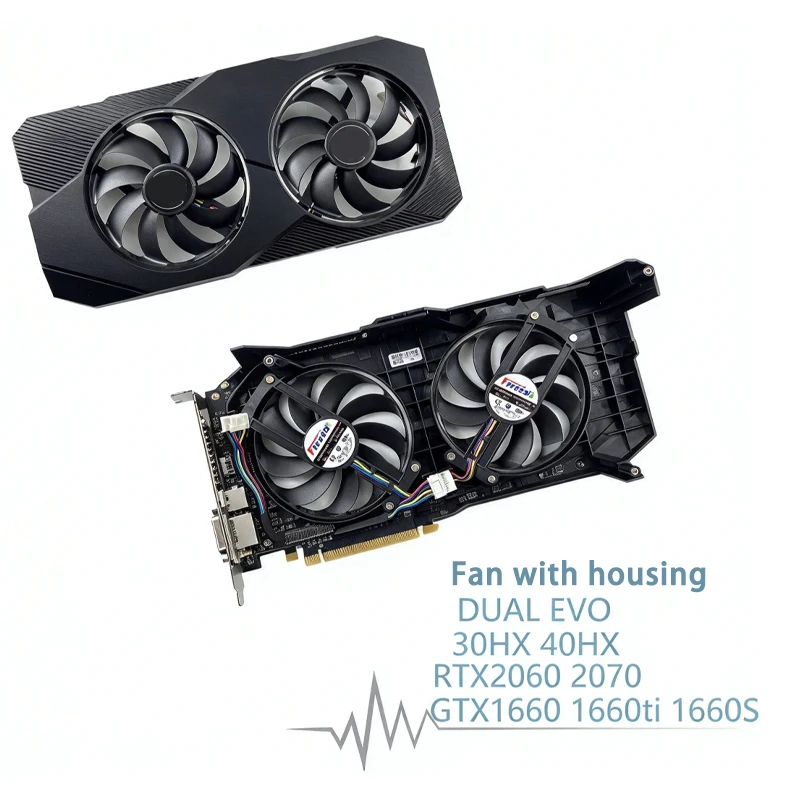 Compatible with ASUS RTX2060,2070 GTX1660,1660ti,1660S GPU fan with housing, fan diameter 89mm, mounting hole spacing 27X97mm