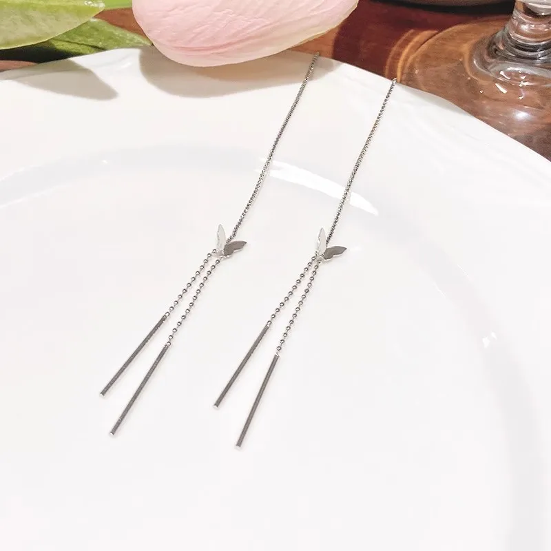 Hot Sale 925 Silver Cute Butterfly Ear Wire Korean Version Fashionable Simple Girl Gift Elegant Ear Jewelry for Women