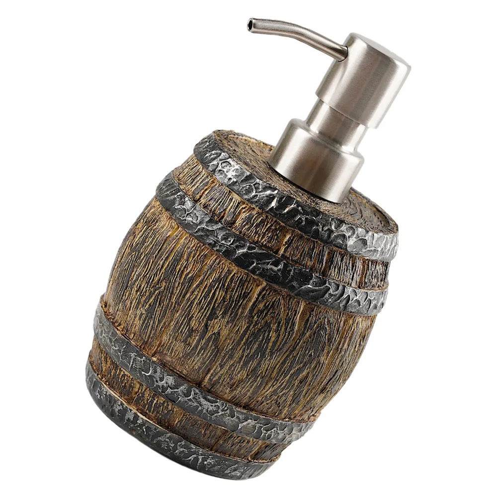 

Wooden Bucket Soap Dispenser Bottle with Pump Bath Bathroom Hand Metal Decorative Dish Accessories