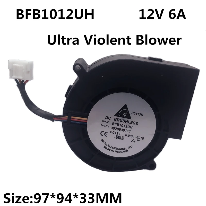 Original para Delta Turbo Blower BFB1012UH 12V 6A 9.7cm 9733 Super Violent High Air Volume Ventilador de escape Ventilador de refrigeración