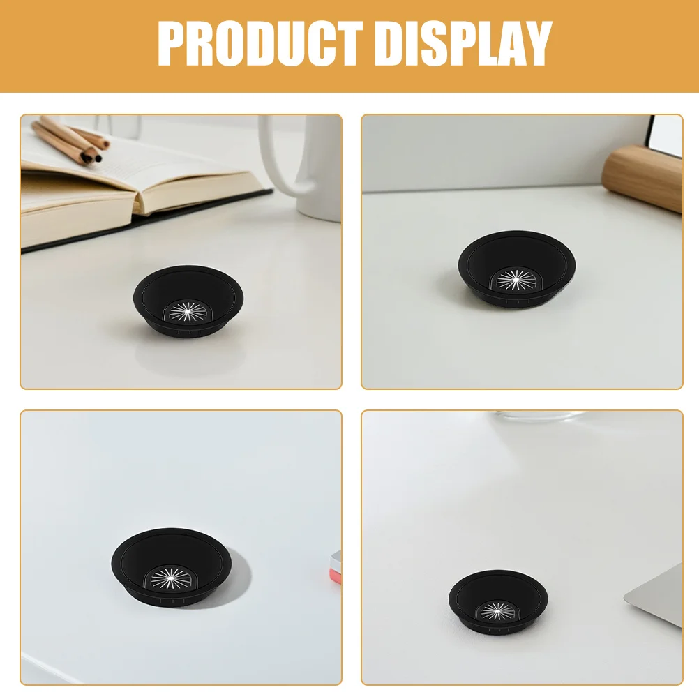 3 Stück Schreibtisch-Kabellochabdeckung, runde Öse aus Zinklegierung für Bürocomputer, Drahtkabel-Organizer, Desktop-Drahtabdeckungen für Kabel