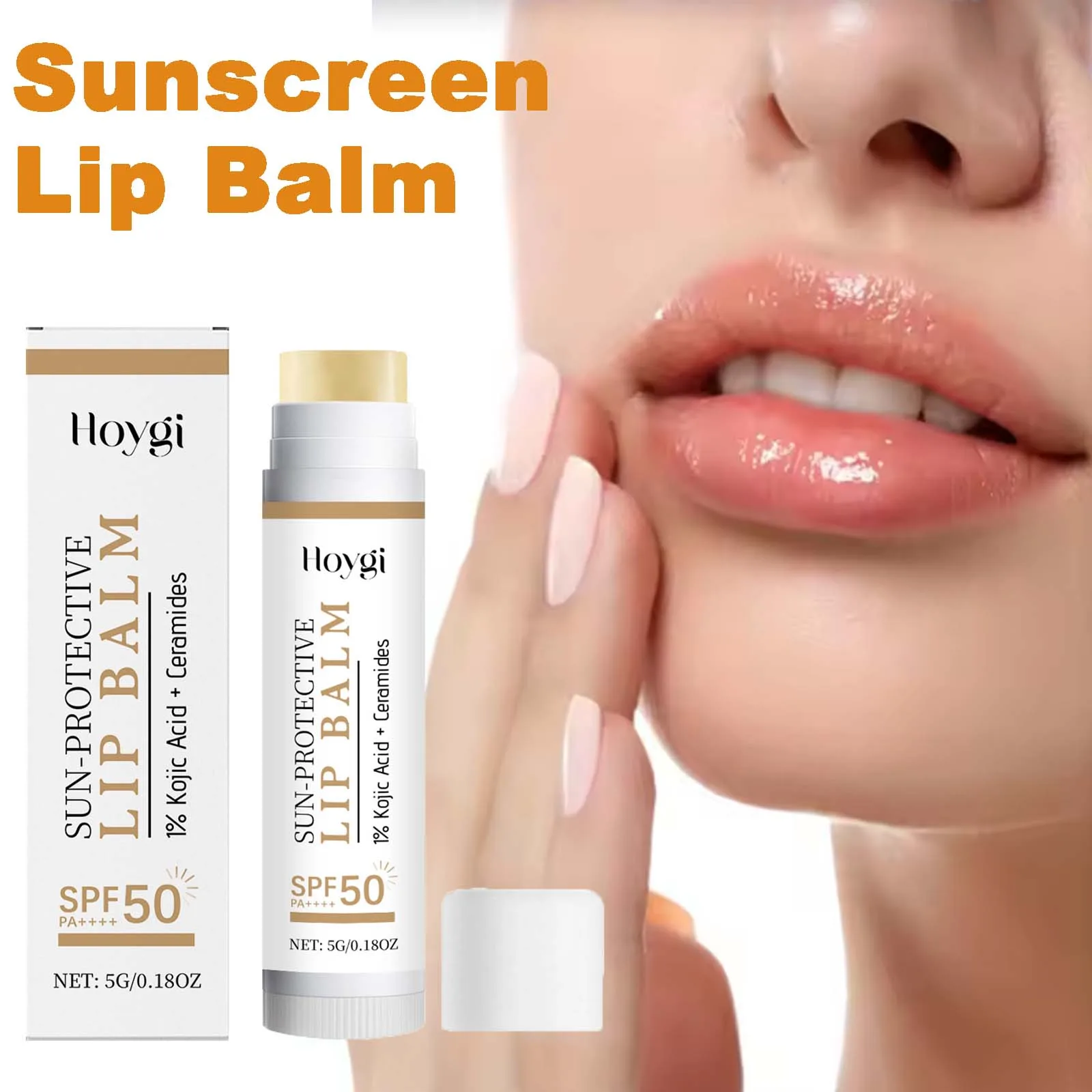 Bálsamo labial protector solar SPF50 +, bloqueador solar hidratante para labios, líneas de labios que se desvanecen, brillo hidratante nutritivo con ceramida de ácido kójico