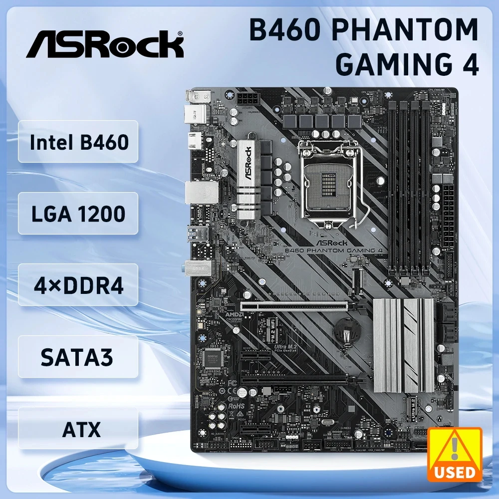 

Материнская плата B460 ASRock B460 Phantom Gaming 4, материнская плата LGA 1200, поддержка DDR4 i3-10105T, 10600 i3-10100, 10400F, процессор M.2 ATX