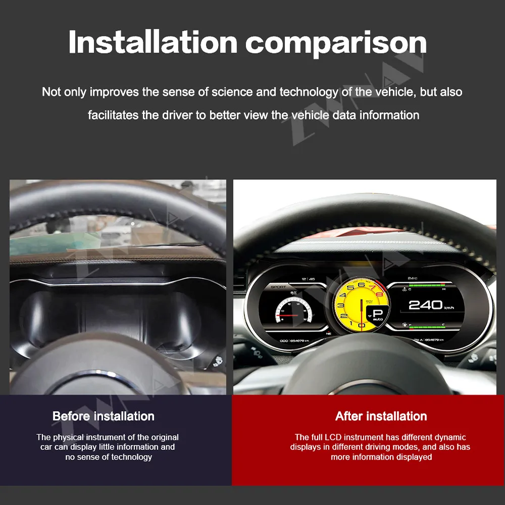 12.3 inch Digital Dashboard Cluster For Ford Mustang 2015-2023 Variant virtual LCD Instrument Panel Cockpit Speedometer Gauge