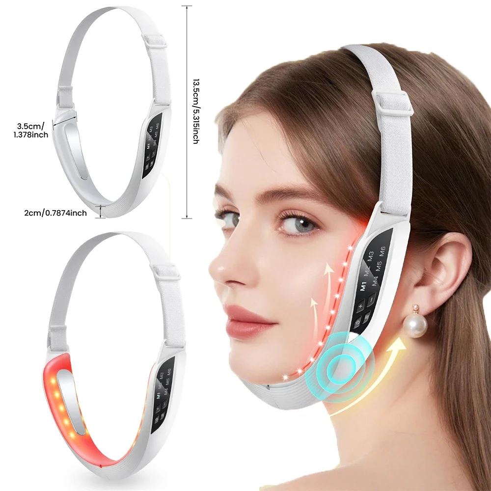 NEW Electric V Face Lifter EMS Facial Massage Vibrate Belt Double Chin Remover 5color LED 6 Mode Firming Beauty Skin Care Device