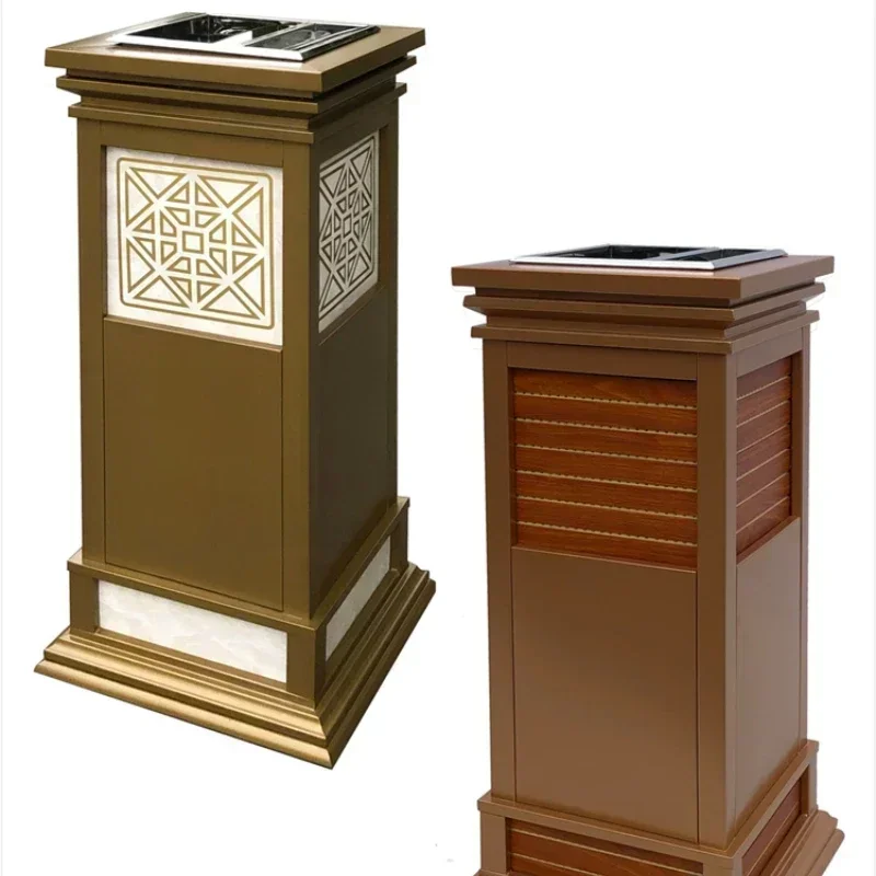 

Stainless steel Chinese creative antique trash can, hotel lobby smoker, elevator entrance, vertical leather box Hot sales