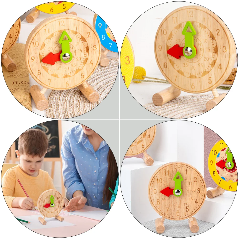木製数字時計 教育用子供向け時間認識学習パズル 形状色認識 細かい運動能力の発達