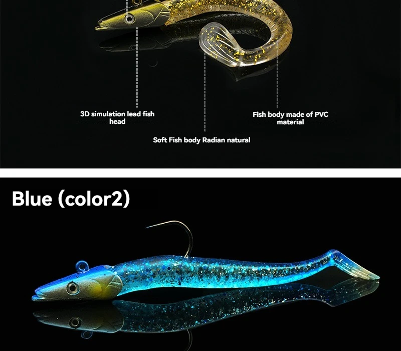 5Pcs Blei Kopf Haken Angeln Locken Set 22g 12,5 cm Künstliche Silikon Swimbaits Weiche Würmer Made Bionic köder Sinkende Gefälschte Köder – Detail 4