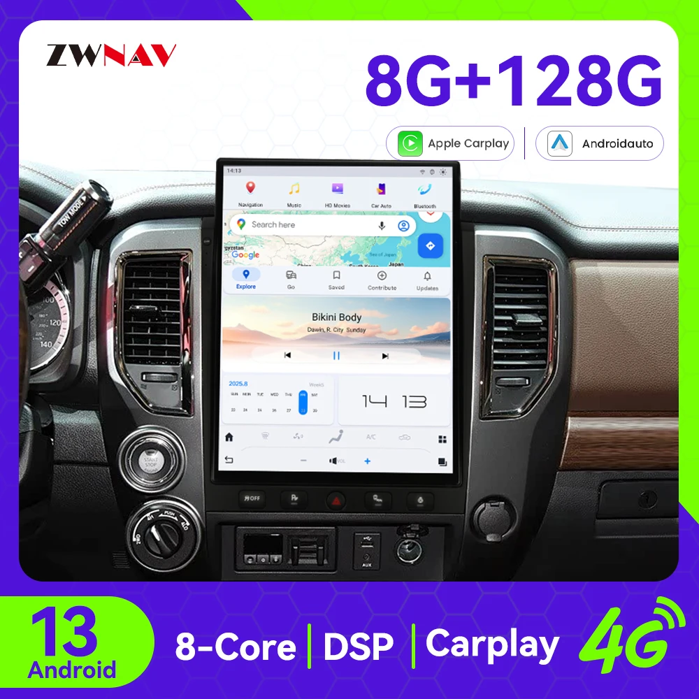 Android 13 Carplay 15.6 inch Touch Screen For Nissan Titan 2016-2019 GPS Navigation Audio Stereo Radio Receiver Head Unit Auto