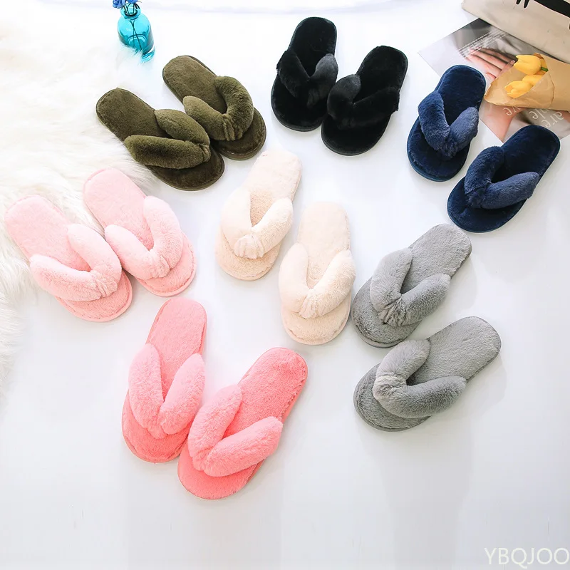 Slides Women 2022 Winter Female Flip Flop Fashion Plus Size Soft Furry Slippers Women Non Slip Indoor Floor Slides Zapatos Mujer