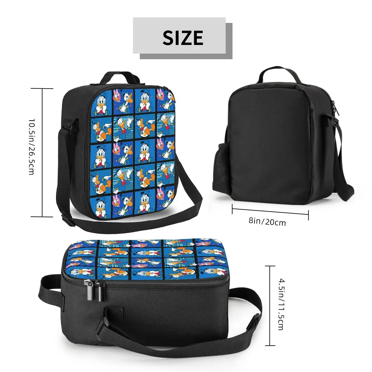 Custom Donald Duck Happy Faces Lunch Bag Women Cooler Warm Insulated Lunch Box for Student School