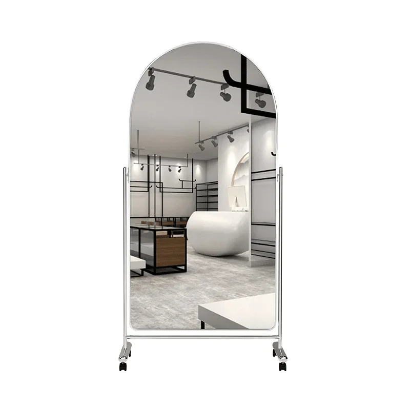 High definition full body mirror showing height thinness dressing household floor mirror arched movable Internet celebrity p