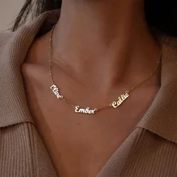 Benutzer definierte mehrere Namen Halsketten für Frauen vergoldeten Edelstahl 2 3 4 5 Namen Halskette Familie Weihnachts schmuck Geschenk