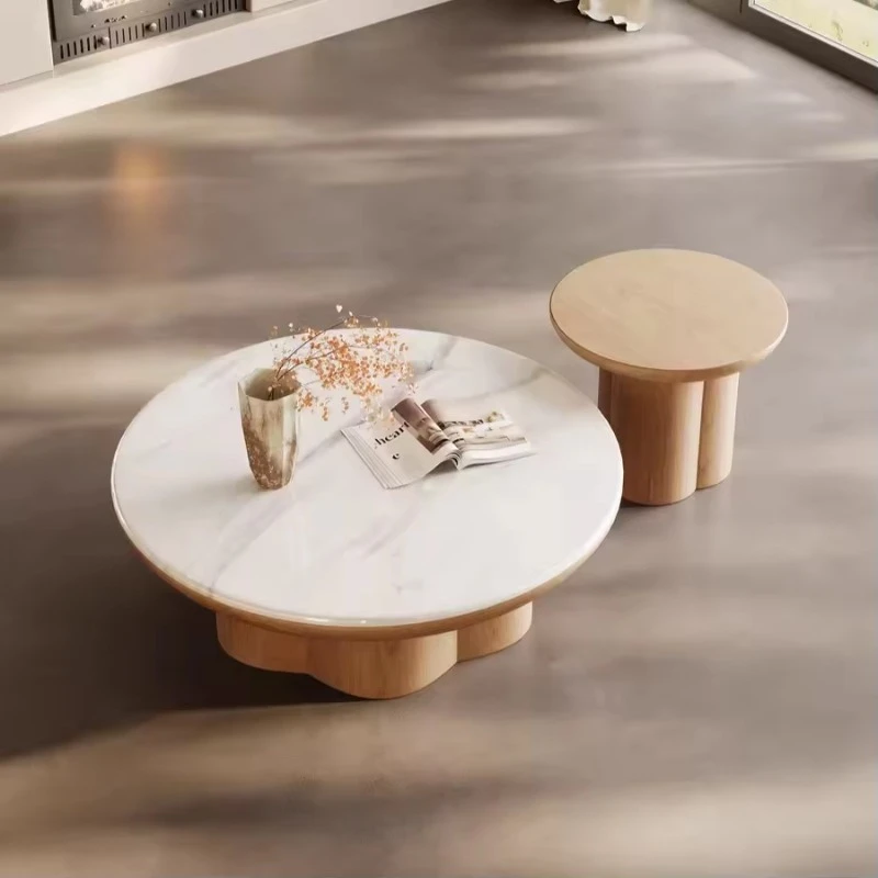 Living room wooden coffee table set round living room villa coffee table