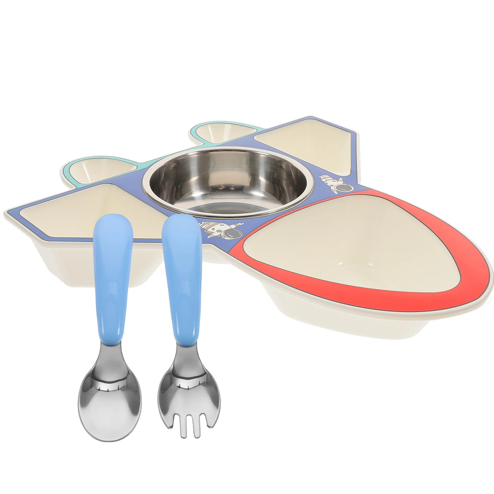 

1Set Childrens Dinner Plate Airplane-Shaped Divided Food Storage Holder Cartoon Style Resistant to Fall Wear Easy Clean