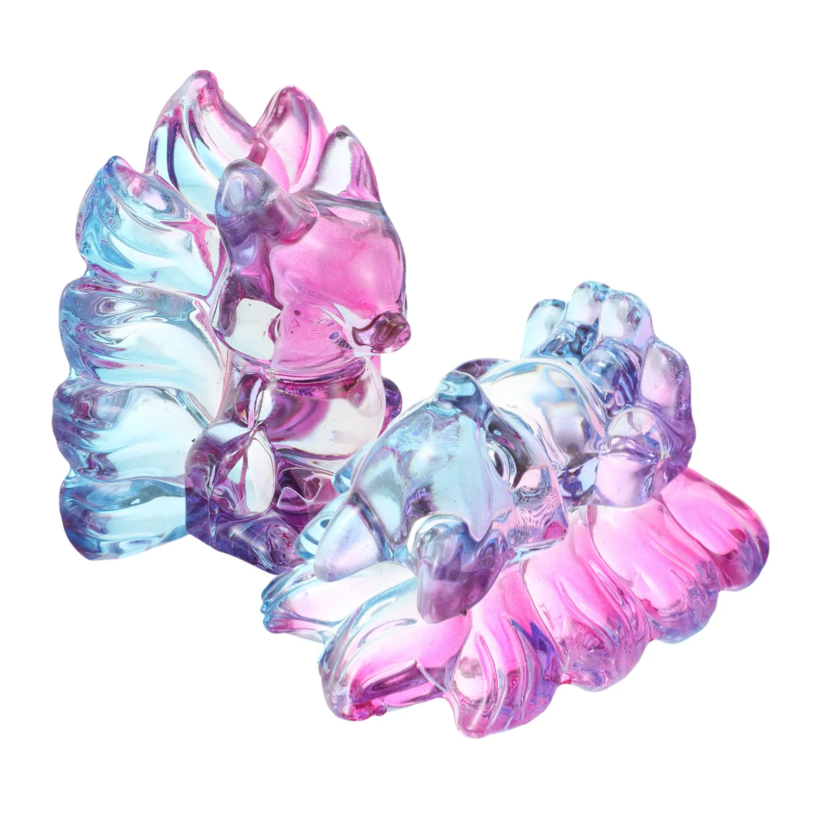 2Pcs Luxurious Crystal Nine Tailed Fox Glass Sculpture Hand Carved Animal Art Decor Bookshelf Desktop Table Centerpiece