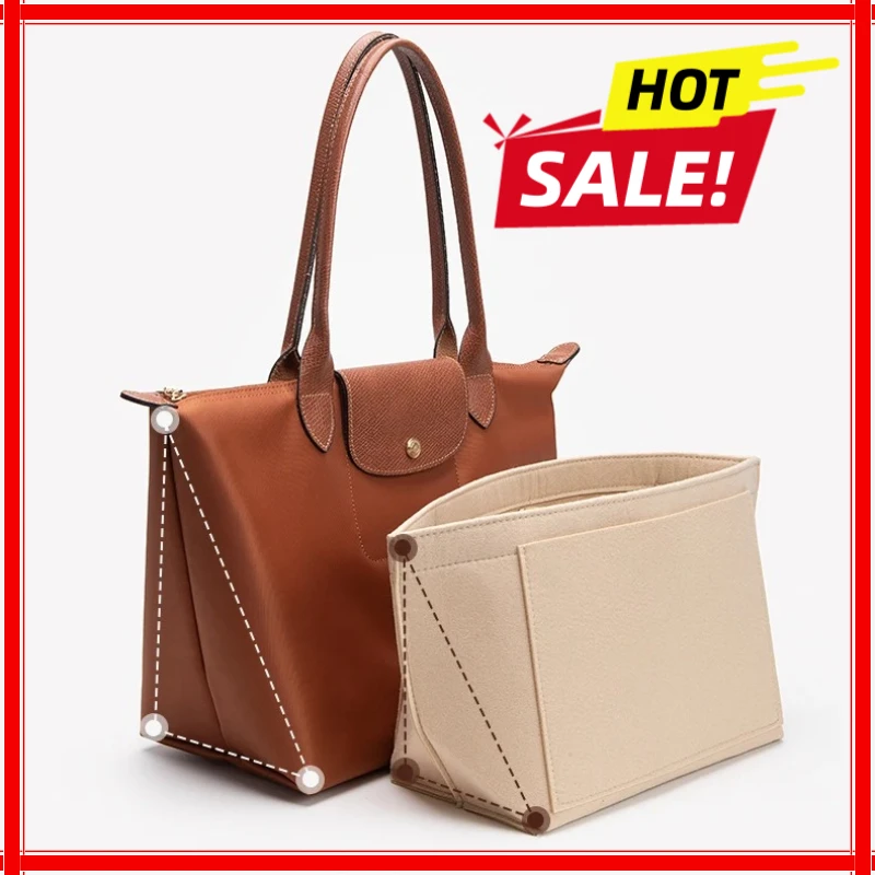 Filztaschen-Organizer für Longchamp S/M/L Tote Bag, Handtaschen-Organizer-Einsatz, Kosmetiktaschen-Einsatz, Handtaschen-Aufbewahrung, Kosmetik-Einsatz, Formhalter
