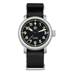 San Martin Men Pilot Watch 40MM Luxury Retro Mechanical Wristwatch Simple Sapphire 10Bar Waterproof C3 Luminous YN55