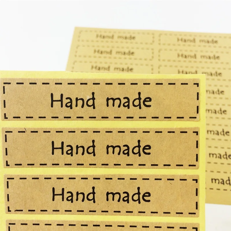 160 Pcs/lot Dotted Frame Rectangular Handmade Kraft Paper Seal Sticker For Handmade Gift Seal Packaging Stickers Scrapbooking