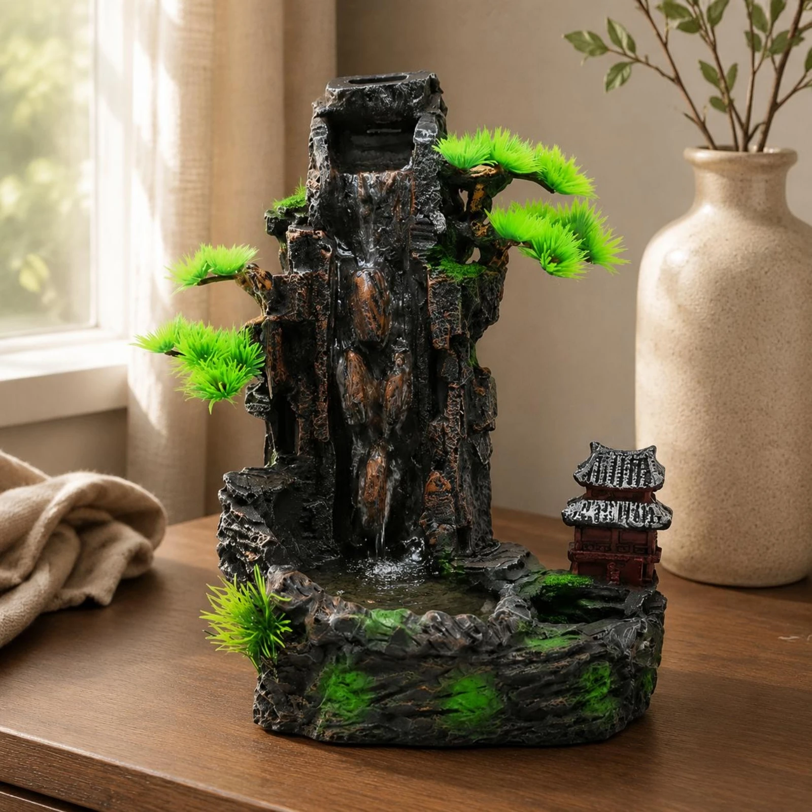 Resin Mountain Waterfall Ornam - Aquarium Fish Long recension och pris