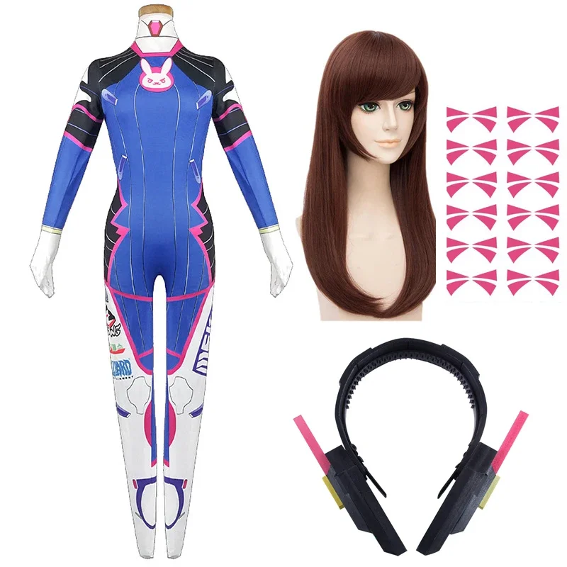 ゲームオーバーウォッチ Dva コスプレ衣装タイツジャンプスーツかつら