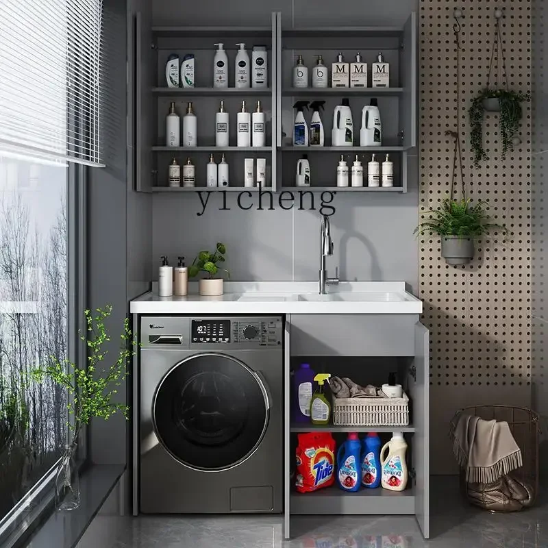 u20stainless steel balcony washing machine cabinet combined drum washing machine laundry pool basin integrated honeycomb alumin