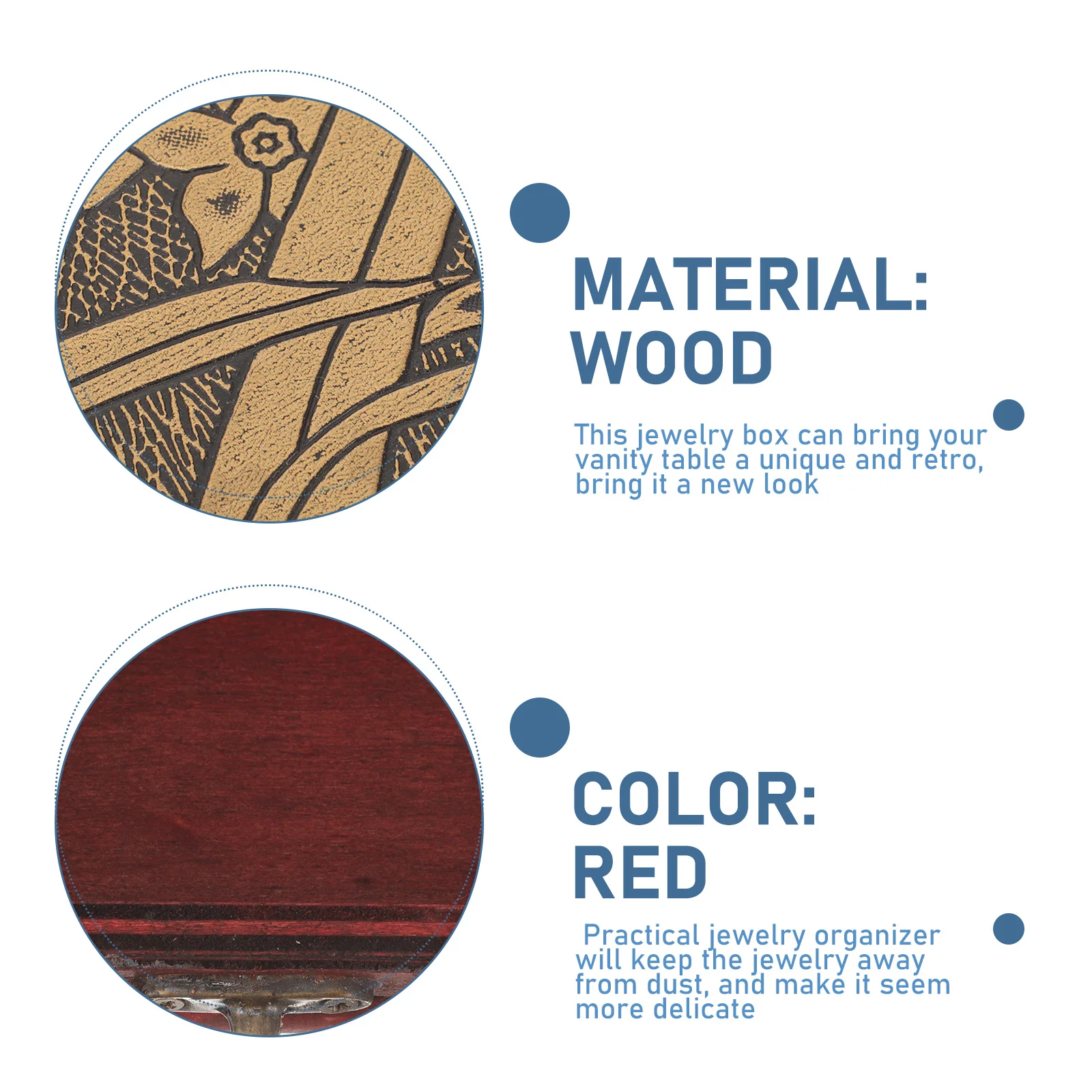 

Portable Jewelry Box Vintage Design Small Storage Organizer Case Compact Size Light Weight Durable Mdf Alloy Jewelry Box