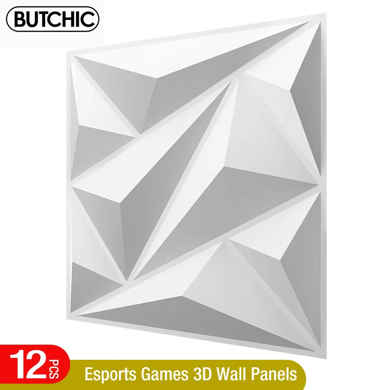 12 buah 30x30cm Esports game 3D dekorasi stiker dinding Super 3D seni Panel dinding ubin PVC tahan air ubin desain berlian DIY Dekorasi Rumah